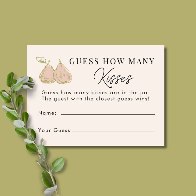 Tarjeta De Recepción Pink Pear Guess How Many Kisses Bridal Shower Game (Subido por el creador)
