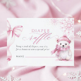 Tarjeta De Recepción Pink Polar Bear Diaper Raffle Card