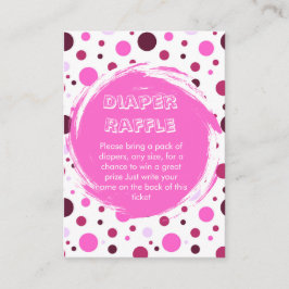 Tarjeta De Recepción Pink polka dot Baby Shower diaper raffle ticket