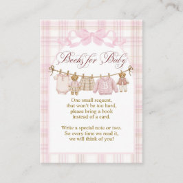 Tarjeta De Recepción Pink Preppy Teddy Bear Girl Baby Shower books