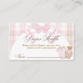 Tarjeta De Recepción Pink Preppy Teddy Bear Girl Baby Shower diaper 