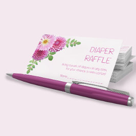 Tarjeta De Recepción Pink Purple Dahlia Chica Baby Shower Diaper Raffle