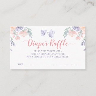 Tarjeta De Recepción Pink Purple Floral Mariposa Diaper Raffle Ticket