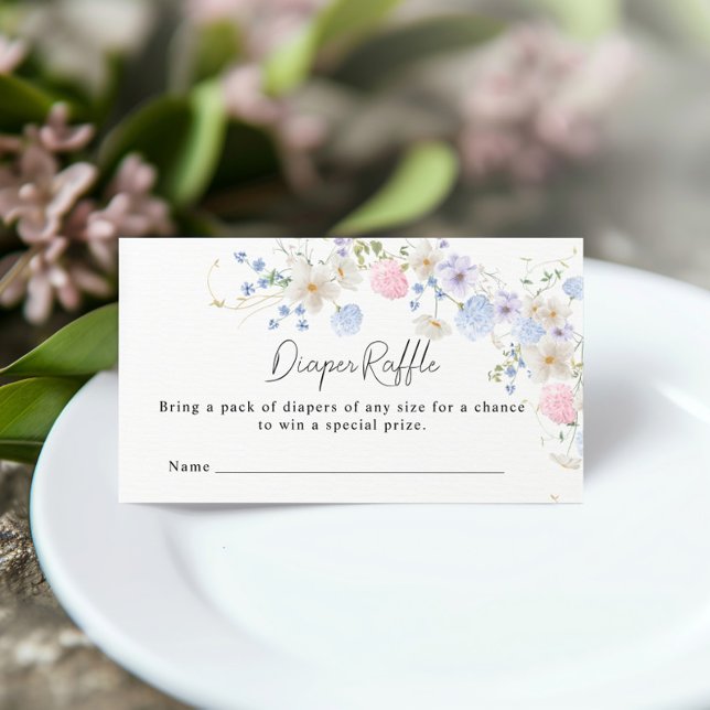 Tarjeta De Recepción Pink Purple Wildflower Baby Shower Diaper Raffle (Subido por el creador)