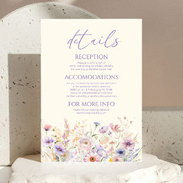Tarjeta De Recepción Pink Purple Wildflower Meadow Wedding Details