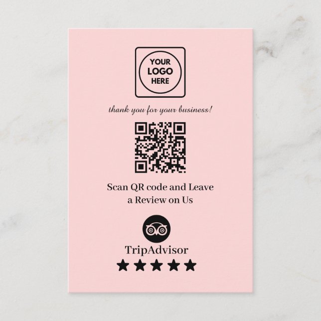 Tarjeta De Recepción Pink QR | TripAdvisor Business Rating Link (Anverso)