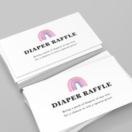 Tarjeta De Recepción Pink Rainbow Diaper Raffle Baby Shower