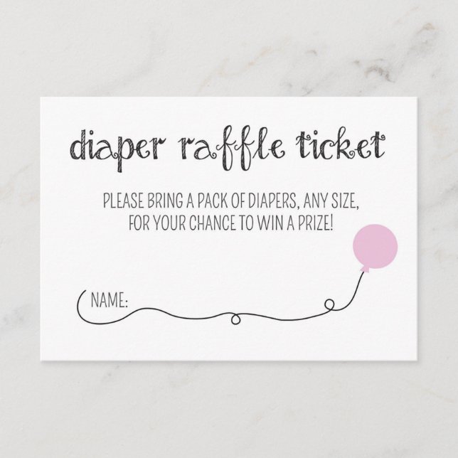 Tarjeta De Recepción Pink Ready to Pop Baby Shower Diaper Raffle Ticket (Anverso)