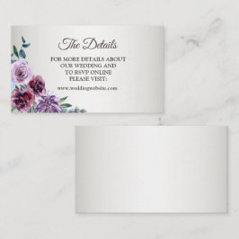 Tarjeta De Recepción Pink Red Purple Floral Watercolor Wedding Detail