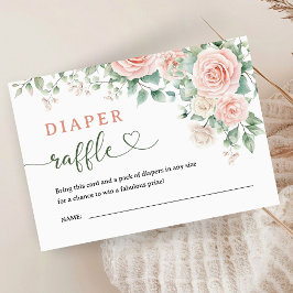 Tarjeta De Recepción Pink Roses Floral Baby Shower Diaper Raffle