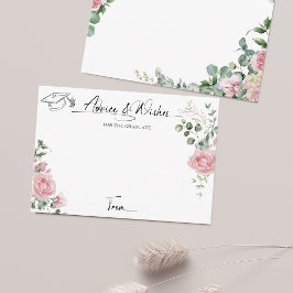 Tarjeta De Recepción Pink Roses Script Advice And Wishes Graduation