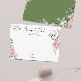 Tarjeta De Recepción Pink Roses Script Advice And Wishes Graduation