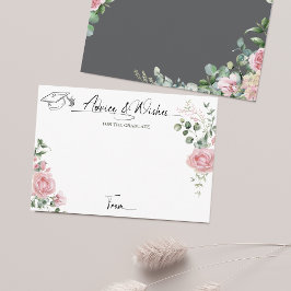 Tarjeta De Recepción Pink Roses Script Advice And Wishes Graduation