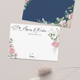 Tarjeta De Recepción Pink Roses Script Advice And Wishes Graduation