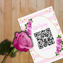 Tarjeta De Recepción Pink Roses Striped Graduation Brunch Registry