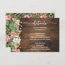 Tarjeta De Recepción Pink Rustic Wild Safari Animals Baby Shower Detail