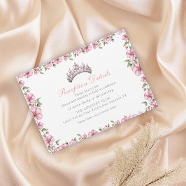 Tarjeta De Recepción Pink Silver Mis Quince Glitter Quinceañera