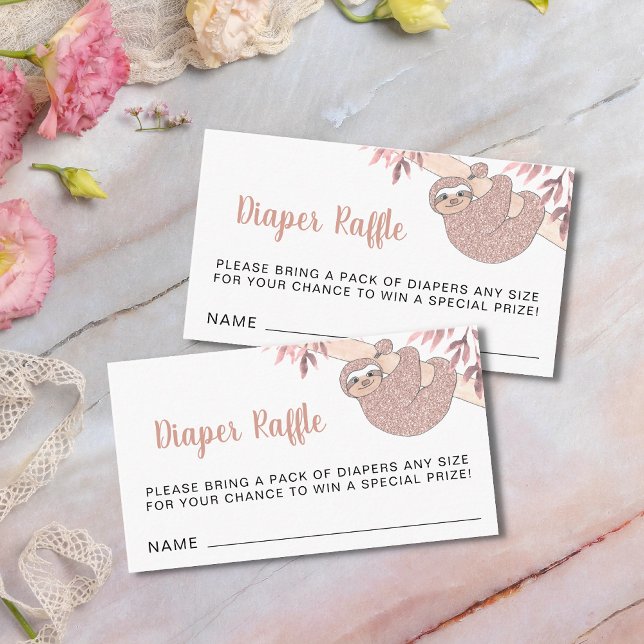 Tarjeta De Recepción Pink Sloth Baby Shower Diaper Raffle (Subido por el creador)