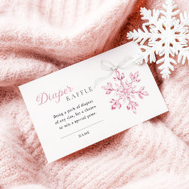 Tarjeta De Recepción Pink Snowflake Baby Shower Diaper Raffle