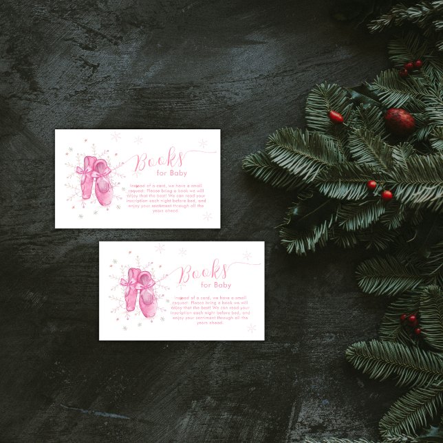 Tarjeta De Recepción Pink Snowflake Ballerina Books For Baby Shower (Pink Snowflake Ballerina Books For Baby Shower Enclosure Card)