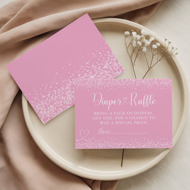 Tarjeta De Recepción Pink Sparkle Books for Baby Heart Script (Subido por el creador)