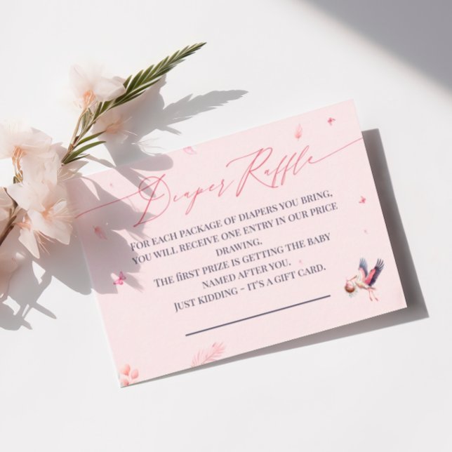 Tarjeta De Recepción Pink Stork Diaper Raffle (Subido por el creador)