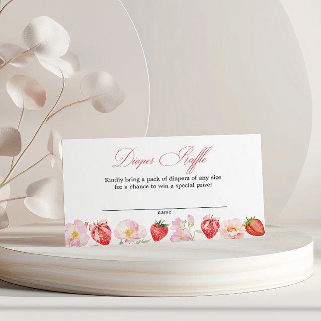 Tarjeta De Recepción Pink Strawberry Floral Baby Shower Diaper Raffle (Subido por el creador)