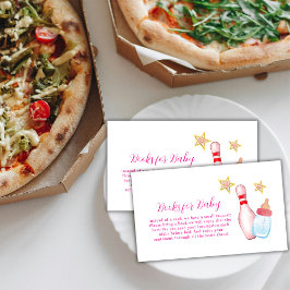 Tarjeta De Recepción Pink Strike Up Bowling Books For Baby Shower