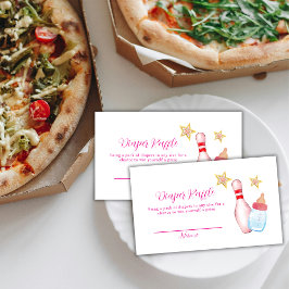 Tarjeta De Recepción Pink Strike Up Bowling Diaper Raffle Baby Shower