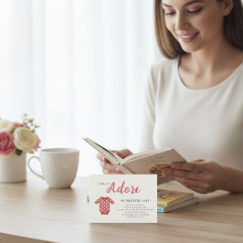 Tarjeta De Recepción Pink Stripe Girly Adore Book Request Baby Shower 