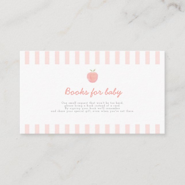 Tarjeta De Recepción Pink Sweet Little Peach Books for Baby Card (Anverso)