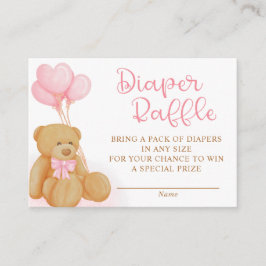 Tarjeta De Recepción Pink Teddy Bear Globos Diaper Raffle