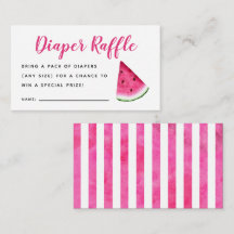 Pink Watermelon Baby Shower Diaper Raffle Ticket