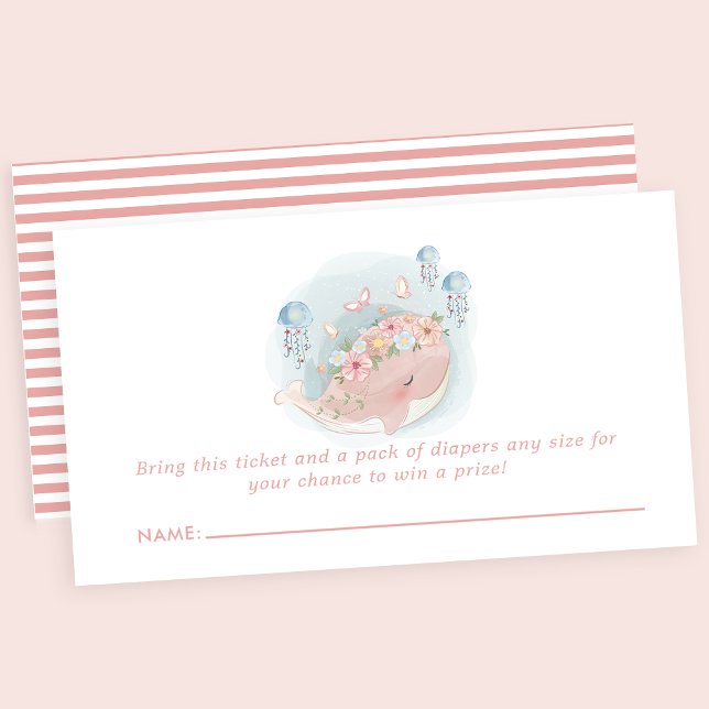 Tarjeta De Recepción Pink Whale Jellyfish Baby Shower Diaper Raffle (Subido por el creador)