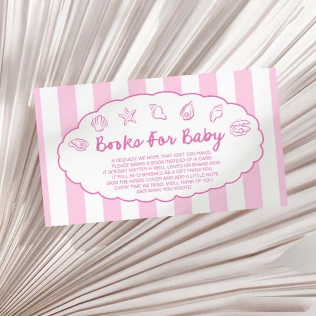 Tarjeta De Recepción Pink Whimsical Seashell Baby Shower Books For Baby (Subido por el creador)