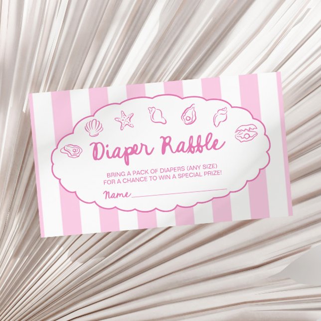 Tarjeta De Recepción Pink Whimsical Seashell Baby Shower Diaper Raffle  (Subido por el creador)