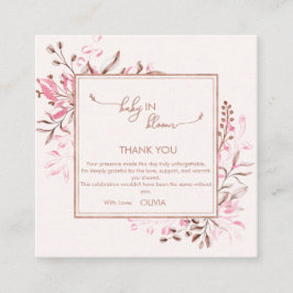Tarjeta De Recepción Pink Wildflower Baby in Bloom Thank You 