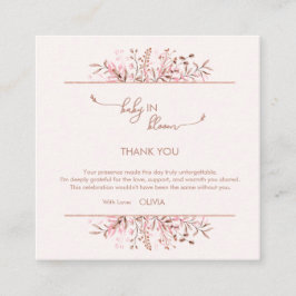 Tarjeta De Recepción Pink Wildflower Baby in Bloom Thank You 