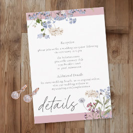 Tarjeta De Recepción Pink Wildflower Garden Elegant Wedding Details