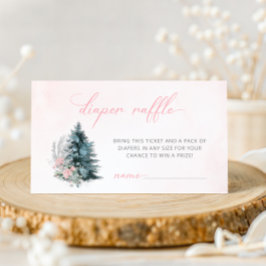 Tarjeta De Recepción Pink Winter Christmas Baby Shower Diper raffle