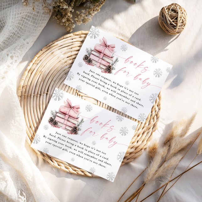 Tarjeta De Recepción Pink Winter New Chapter Begins Books For Baby Card (Subido por el creador)