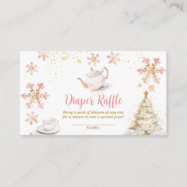 Tarjeta De Recepción Pink Winter Tea Party Baby Shower Diaper Raffle