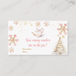Tarjeta De Recepción Pink Winter Tea Party Baby Shower How Many Candies