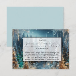 Tarjeta De Recepción Pinos escarchados en Boda de brillo invernal