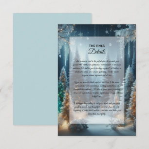 Tarjeta De Recepción Pinos Helados en Resplandor Invernal de Boda