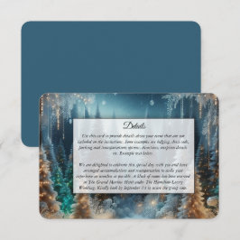 Tarjeta De Recepción Pinos Helados en Resplandor Invernal de Boda