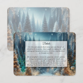 Tarjeta De Recepción Pinos Helados en Resplandor Invernal de Boda
