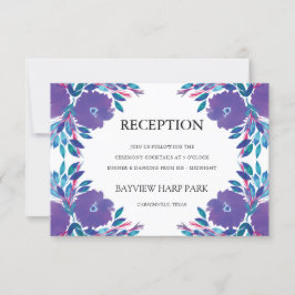 Tarjeta de recepción pintada a mano con flores mor