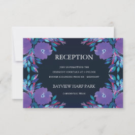 Tarjeta de recepción pintada a mano con flores mor