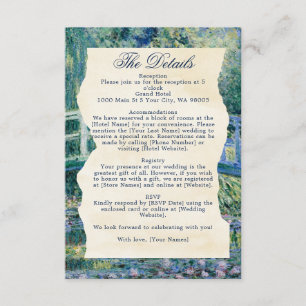 Tarjeta De Recepción Pinturas Artísticas Florales de Monet para Boda en
